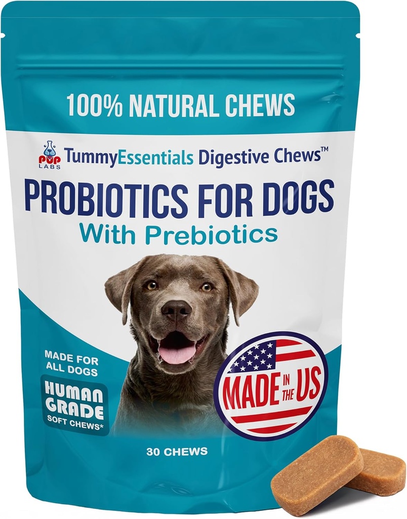 Tummy Essentials Probiyotik Chews for Dogs, Supports Gut Health for Dogs and Company Stools, Helps Eliminate Digestive Dys function, Dog Probiyotiks Made in the USA, 30 Chews