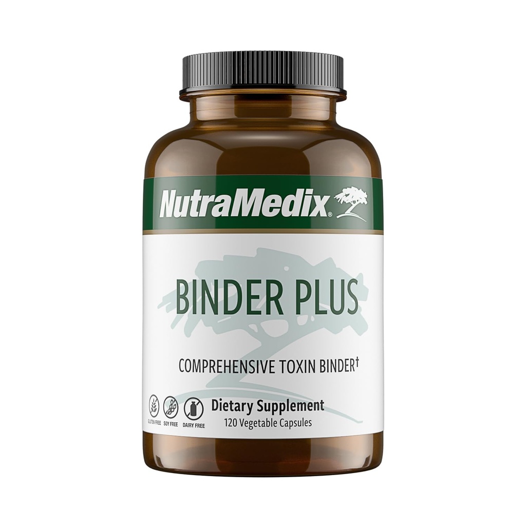 NutraMedix Binder Plus - Ολοκληρωμένος Αποτοξινωτής Τοξίνης και Σώματος - Προβιοτική Αντιοξειδωτική Υποστήριξη + Ινουλίνη, Μπεντονίτης, Αλόη Βέρα, Ενεργοποιημένο Ανθρακωρυχείο, Ορυκτά Φούλβιτς & Χιτοζάν (120 κάψουλες)