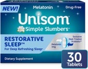 Unisom Simple Slumbers Αποκατάσταση δισκίων ύπνου 30- Count, μελατονίνη 3mg