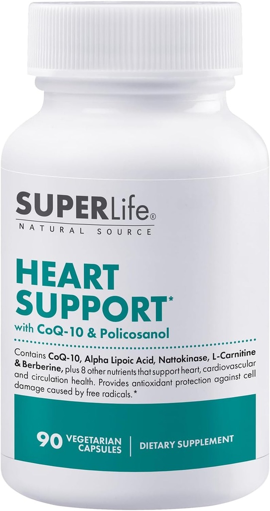 Heart Support - with CoQ-10, Quercetin, L-Carnitine Fumarate, L-Arginine, Berberine, Inositol, Magnesium Citrate & Taurine | Supports Heart & Cardiovascular Health | Supplement - 90 Capsules