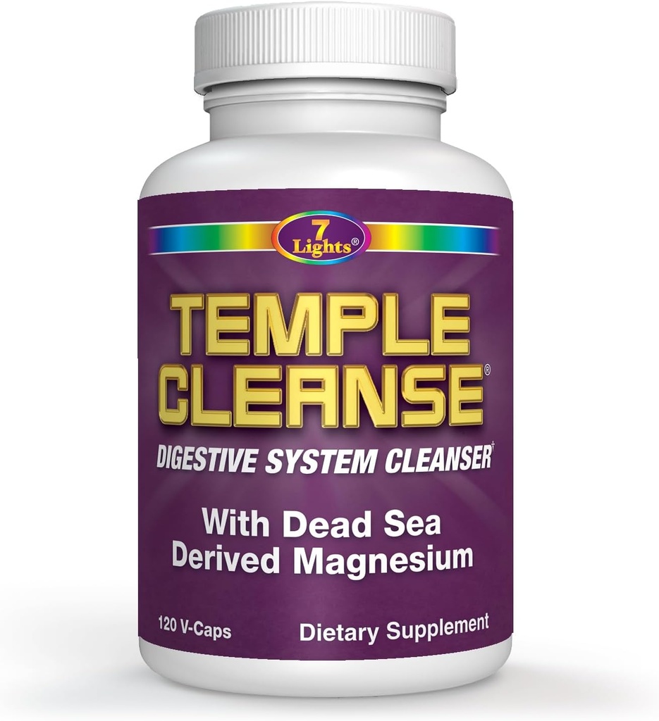 Temple Cleanse 120 Capsules | Oksijen & Dead Sea Magnezyum Colon Cleanse Detox, Fast-Acting Constipation Relief, No Gas/Bloating, Vegan Gluten-Free Digestive Cleanse, Stomach for Women & Men