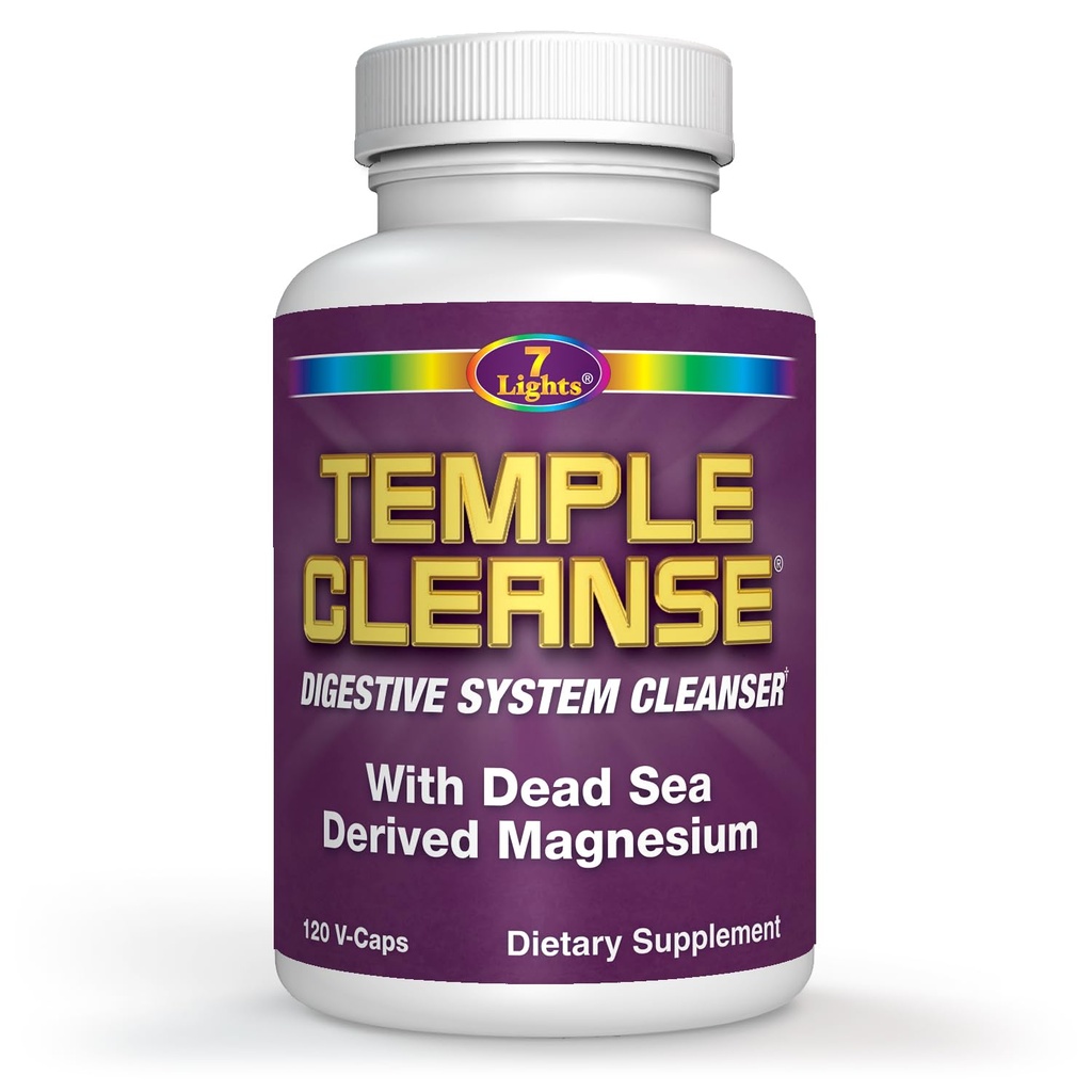 Temple Cleanse 120 Capsules | Oksijen & Dead Sea Magnezyum Colon Cleanse Detox, Fast-Acting Constipation Relief, No Gas/Bloating, Vegan Gluten-Free Digestive Cleanse, Stomach for Women & Men
