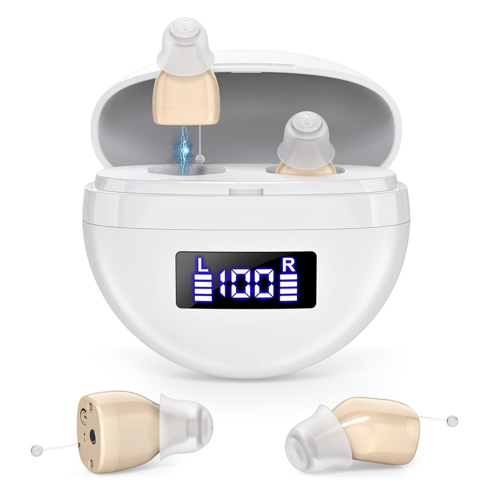 Device Digital İşitme Aids for Seniors,Intelligent Gürültü yetişkinler için işitme Amplifiers, neredeyse Invisible,LED Power Display Şarj Vakası için iptal.