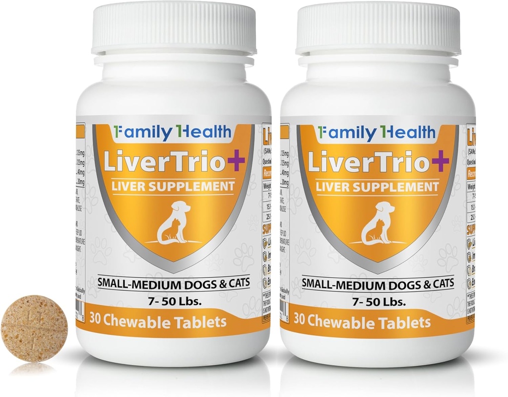 Comprehensive Liver Supplement (2 Pack - 60ct), Aynı, SPC, Silybin A+B, Gluathione, Chew Tabs for Dogs 30Ct (2X Small - Medium)