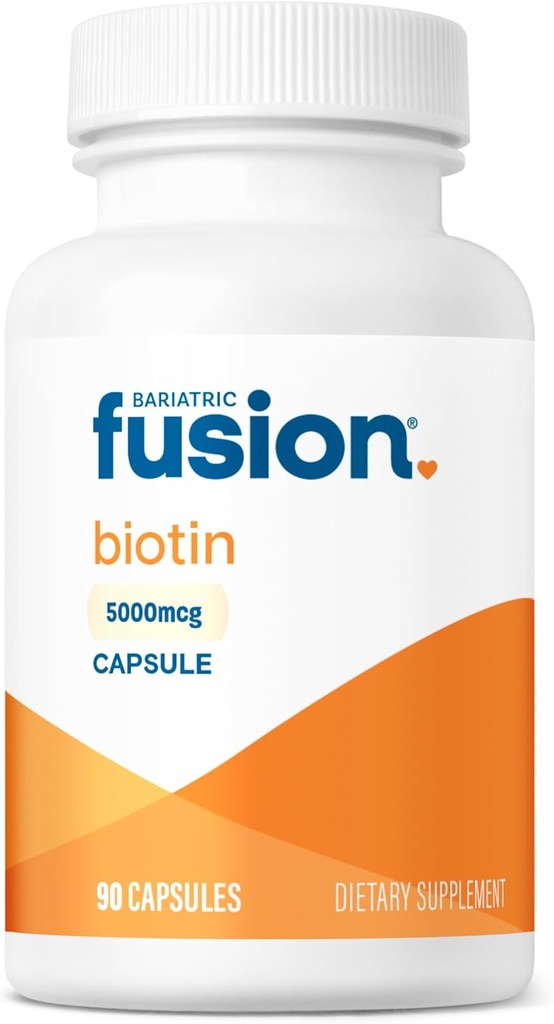 Bariatrik Fusion Biotin 5000mcg Vitamini | Saç Büyümesi için Swallow Capsules Biotin Supplement | 90 Kont | 3 Ay Supply
