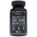 VitaRaw Quercetin with Bromelain 500mg Capsules, Supports Immune Response, Joint Comfort, & Overall Wellness - Vitamin C, Zinc 50mg, & Vitamin D3 5000 IU - Immunity Health Pills