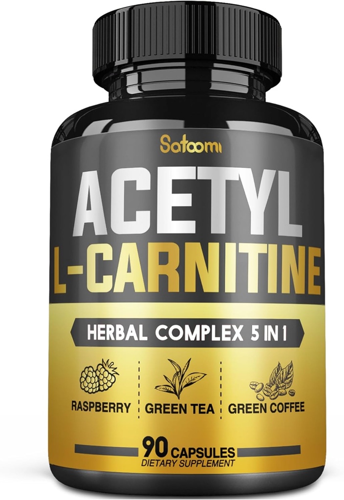 5in1 Acetyl L-Carnitine Kompleksi Capsules - 2600 mg Daily - Body, Brain & Immune Health Support - Kombine Alfa Lipoic Acid, Green Tea, Green Coffee Bean & Raspberry Chemnes - 3 Ay için 90 Sayı