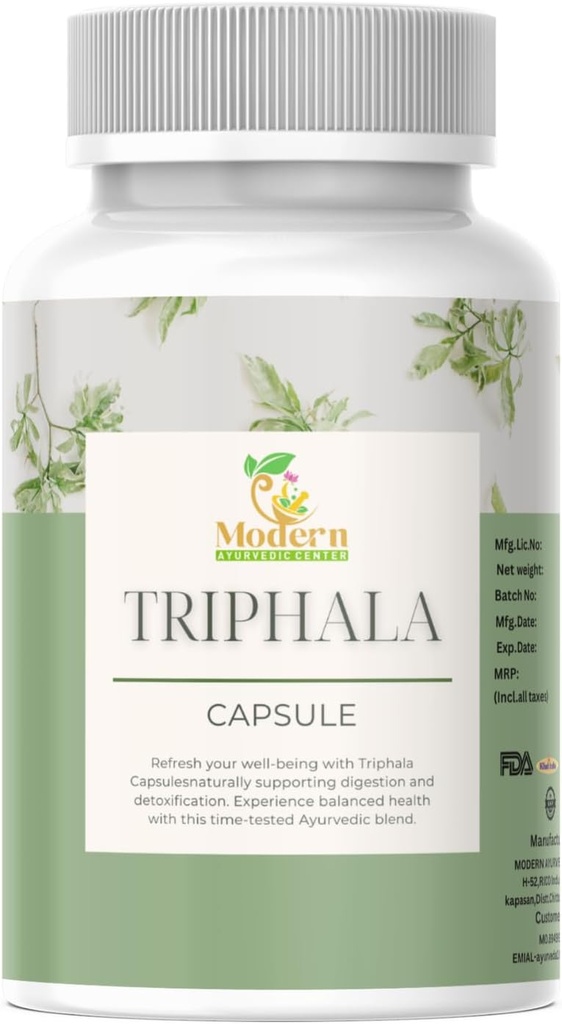 Triphala Capsules 120 Digestive Support için, Immune Boost & Antioksid% 100 Herbal Mix of Amla, Haritaki & Bibhitaki Gut Health (120 Capsule)