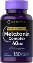 Carlyle Melatonin 40 mg Kompleksi | 150 Hızlı Dissolve Tabletler | Ekstra Kuvvet Desteği | Ashwagandha ve Chamomile | Vegetarian, Non-GMO, Gluten Free Supplement