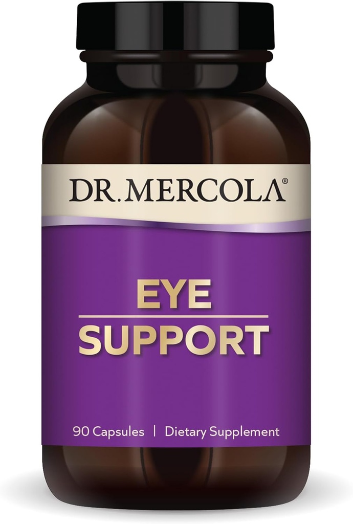 Dr. Mercola Eye Support - Supports Eye & Vision Health - Lutein, Zeaxanthin, Organik Astaxanthin & Black Currant - Non-GMO, Gluten-Free & Soy Free - 90 Capsules (90 hizmet)