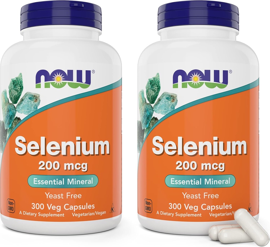 Şimdi Selenium 200mcg Capsules, 300 Count (Pack of 2) - Kadınlar ve Erkekler için L Selenomethionine Mineral Tamam - Veg Caps, Non-GMO, Vegan Dostu, Yeast-Free-Free-Free-