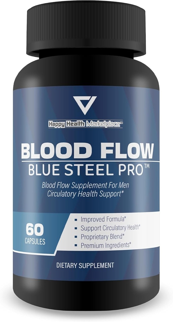 Blood Flow Blue Steel Pro - Οι καλύτερες κάψουλες ροής αίματος - Healthy Blood Flow Supplement Powder Capsules - Υποστήριξη ροής αίματος όλου του σώματος - Συμπληρώματα κυκλοφορίας για άνδρες Υποστήριξη