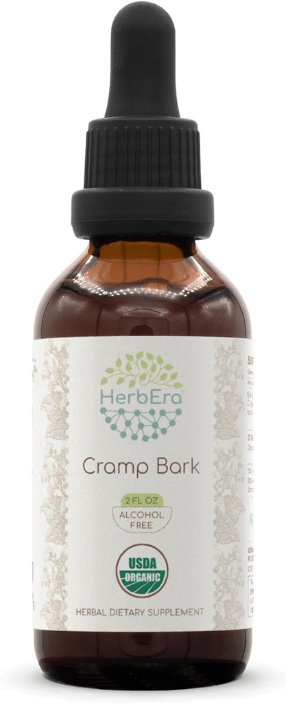 Cramp Bark B60 Alkol-Free Herbal Extract Tincture, Tempd Liquid Drops Natural USDA Organic Cramp Bark (Viburnum Opulus) kuru Bark (2 fl oz)
