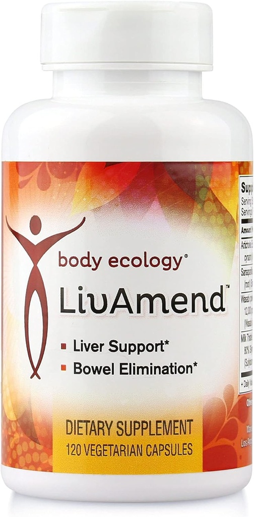 Body Ecology LivAmend | Liver Supplement | Süt Butle ve Artichoke | Sağlıklı Yaşamda Yardımlar ve Bowel Eliminasyonu Geliştirin | 120 Vejetaryen Kont