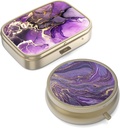 Pill Case Pill Box with Mirror Retro Small Pill Case for Purse or Pocket Bronz Pill Box or Vitamins, Fish Oil, Supplements, Pill Containe Travel Hediyeleri(2ücretli)