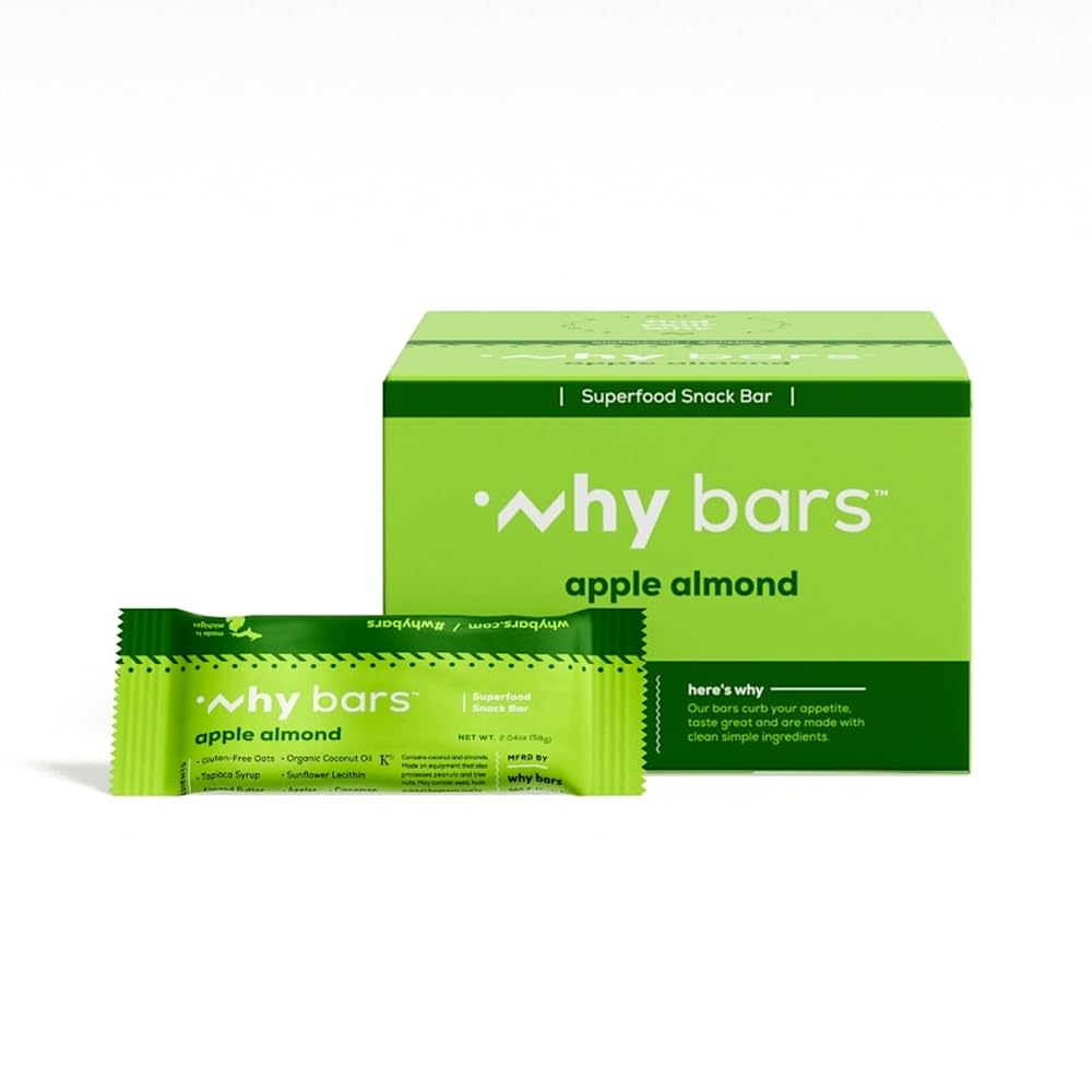 Protein Bars, Αμύγδαλο μήλου, 2.04 μπαρ ουγγιάς (πακέτο των 12 μπαρ πρωτεΐνης) - Protein Bar Superfood, Χωρίς γλουτένη, μη ΓΤΟ, οργανικά, Vegan, απλά συστατικά