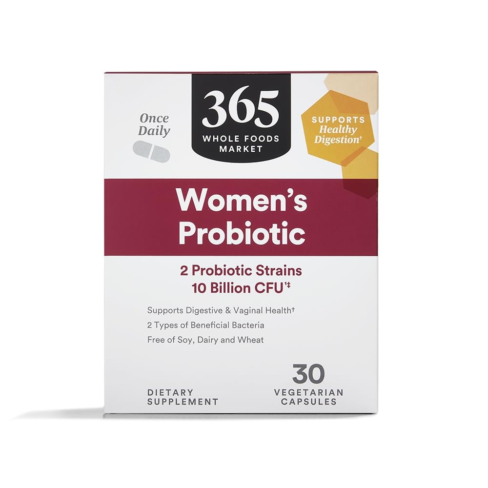 365 από το Whole Foods Market, Women's Once Daily Probiotic (Χορτοφάγος και απαλλαγμένος από σόγια, γαλακτοκομικά και σιτάρι), 10 δισεκατομμύρια CFU, 30 μέτρα