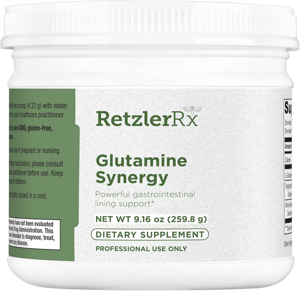 RetzlerRx Glutamine Synergy L-Glutamine Toz DGL & Aloe - 9.27 oz Gastrointestinal Support Supplement - Non-GMO, Gluten-Free & Vegan Formula for Digestive Health and Immune System Support
