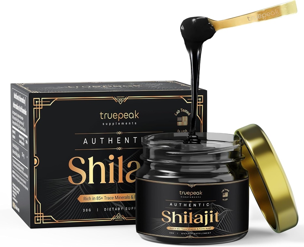 Himalayan Shilajit Resin - Χρυσός Βαθμός, US-Lab Επαληθευμένος & Δοκιμασμένος, 500 mg Μέγιστη Ικανότητα, 85 Ιχνηλάτηση Ορυκτών με Fulvic & Humic Acid, Ενέργεια & Ανοσολογική Υποστήριξη, 30g