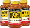Mason Natural No Burp Fish Oil 1000 mg Omega,3 300 mg, Destekler Normal Kalp Sağlığı, 100 Softgels (Pack of 3)