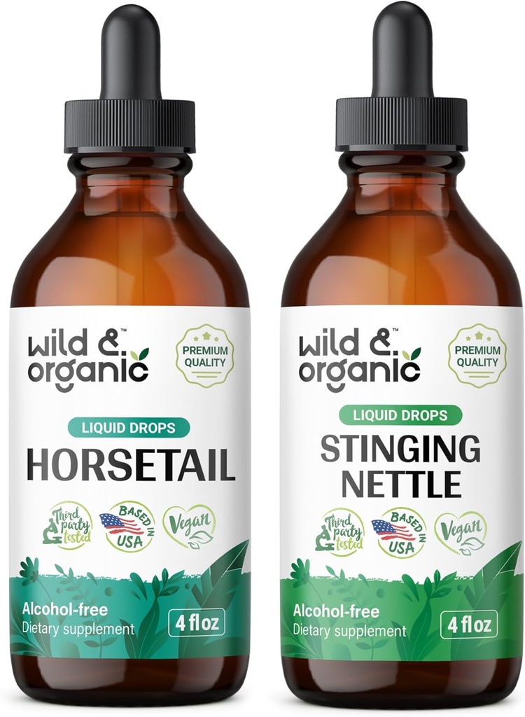 Wild & Organic Horsetail Tincture 4 fl oz & Sting Nettle Root Tincture 4 fl oz