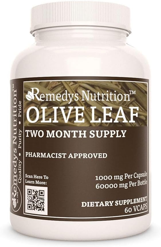 Remedy'nin beslenme Olive Leaf | 1.000 mg, 60 Vegan Capsules Herbal Diyet Supplement | Two Moon Supply