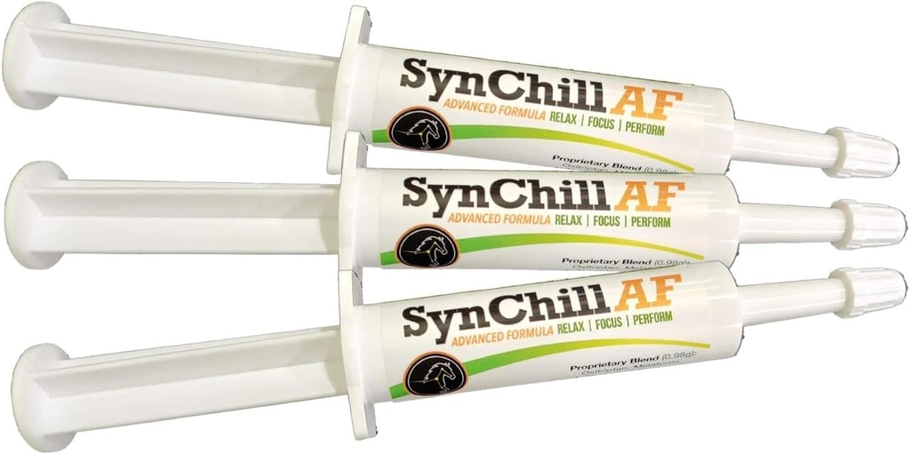 SynChill AF Calming Gel για Νευρικά Άλογα - Single Serving - Προηγμένη Φόρμουλα με L-Θεανίνη, Αυξημένη Ικανότητα, 100% Φυσικό Συμπλήρωμα, Διάθεση & Υποστήριξη Εμπιστοσύνης για Άλογα - 3 Pack
