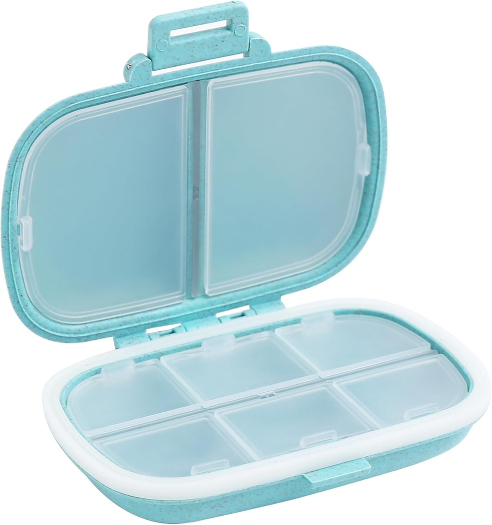 8 Διαμερίσματα Travel Pill Organizer, Daily Pill Case Μικρό κουτί χάπια για το πορτοφόλι τσέπης, Φορητό Pill Container Medicine Vitamin Organizer (Blue)