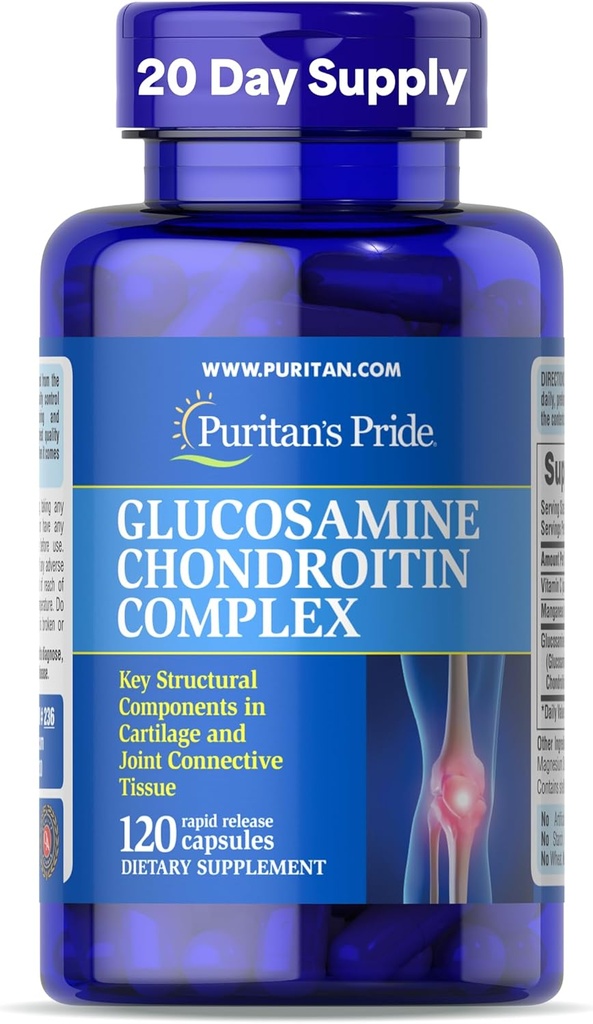 Puritan's Pride Glucosamine Chondroitin Kompleksi for Women and Men, Diyetary Supplement for Joint Health, 120 Hızlı Yayın Kapsülleri