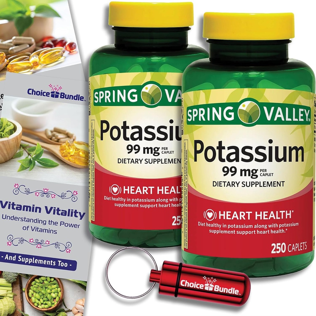 Seçenekler Sche Spring Valley P Properties Heart Health Diyetary Supplement Caplets 99 mg 250 CT 2 pk (500 Total) + "Vitamin Vitality" Guide & Beauty Pill Konteyner (4)!