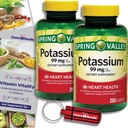 Choice Bundle Spring Valley Potassium Heart Health Dietary Supplement Caplets 99 mg 250 CT 2 pk (500 Total) + “Vitamin Vitality” Guide & Keychain Pill Container (4 αντικείμενα)!