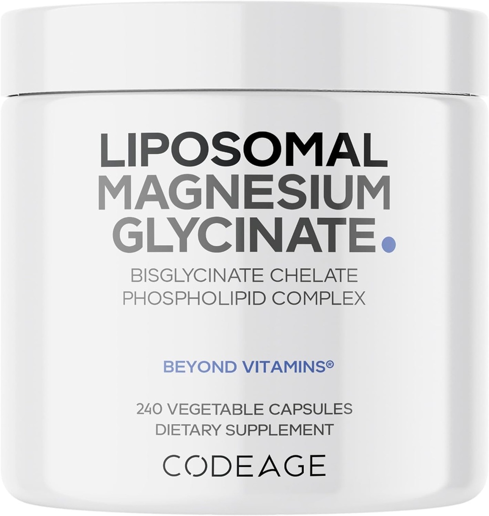 Liposomal Magnezyum Glycinate Supplement, 2Month Supply, Bisglycinate Magnezyum Chelate, Chelated Magnezyum Mineral Pills, BioPerine Black Peppers Capsules Capsules, Non-GMO Vegan, 240 ct