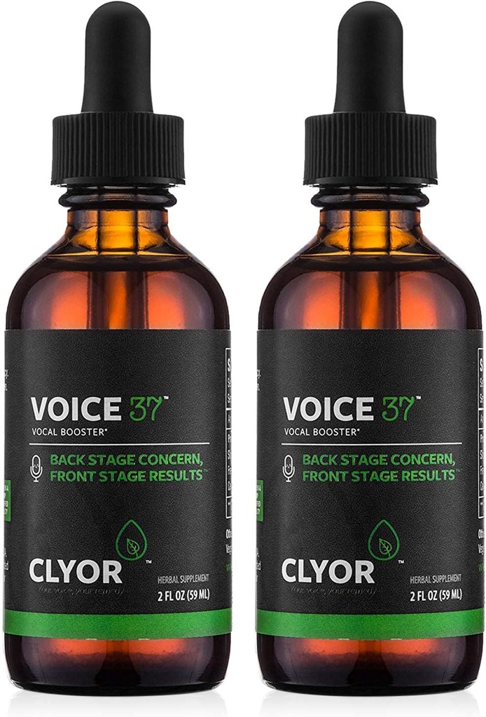 CLYOR Voice37 - Singers Voice Remedy - 2 Pack All Natural Herbal Vocaljp Formula to Lanee Soothe and Relieve Hoarseness Kuru Itchy Throat - Geliştirilmiş Singing ve Konuşma - 2 oz - VOICE3737
