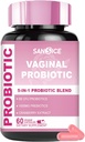Vaginal Probiyotiks Supplement for Women, 70 mg Kadın V-Probiyotik P / CFU), Vaginal Odor için prebiyotik ve Cranberry ekstraksiyonu, PH Balance, Organik Prebiyotik Supplement (60 Capsules)
