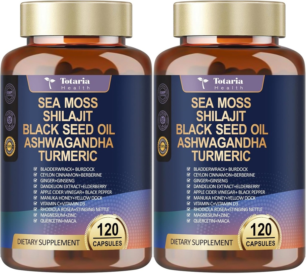 25-in-1 Sea Moss Capsules, Şişe başına 120 Capsules, 2 Şişe