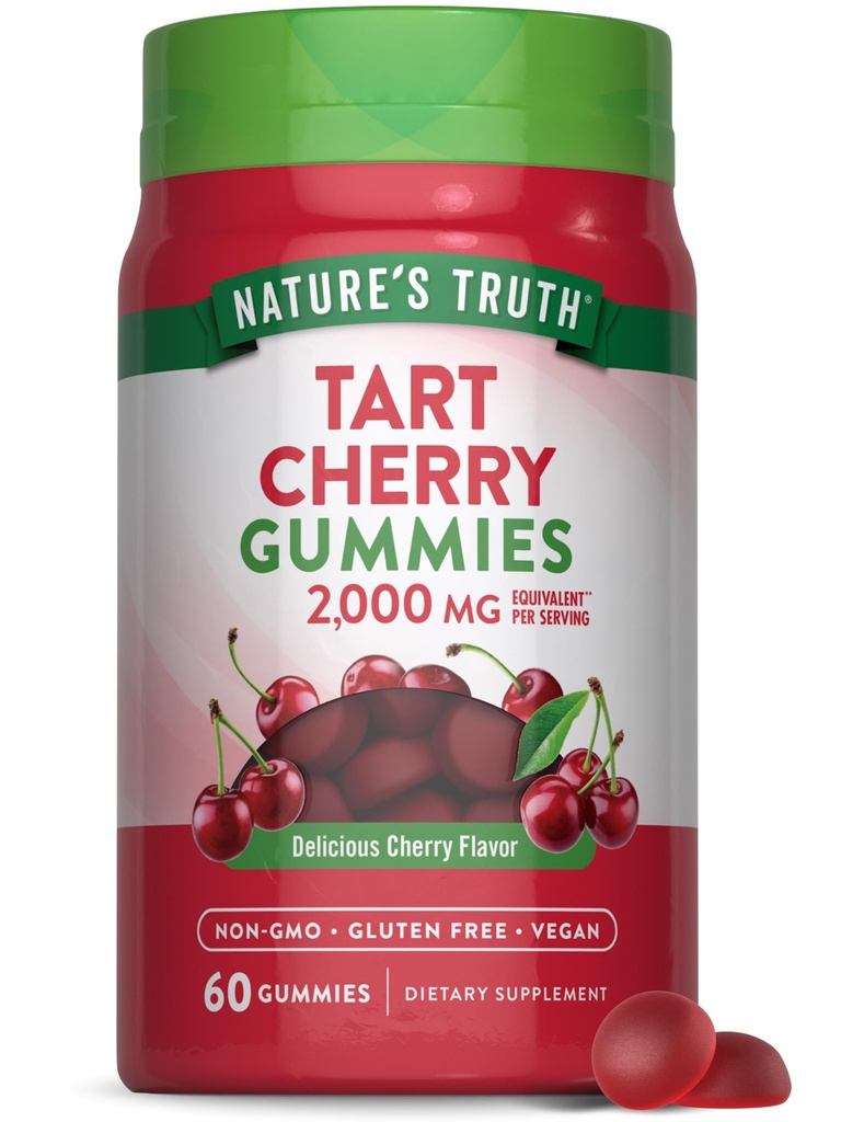 Nature's Truth Tart Cherry Gummies | 2000 mg | 60 Kont | Vegan, Non-GMO & Gluten Free Supplement | Cherry Flavor