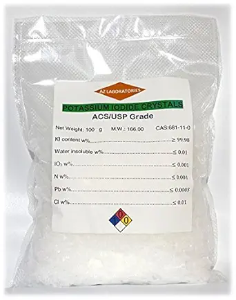 Potasyum Iodide, USP Grade 100 gram. Güzel Kristaller Toz