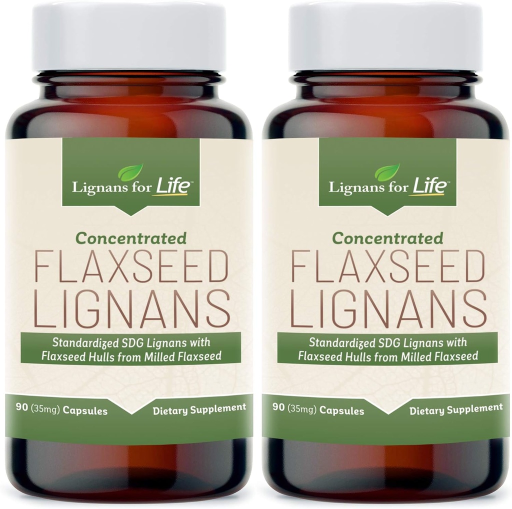 Lignans For Life Flaxseed Lignans for Dogs + SDG - Omega 3 Fatty Acids, High Fiber Antioksis Shiny Coat, Digestive & Heart Health Lignans, 35 mg, 90 Flaxseed Capsules, 2 Pack