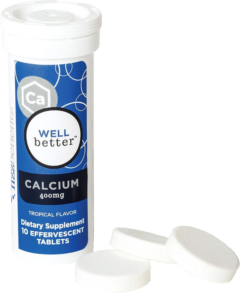 Kalsiyum Carbonate Dissolvable Supplement with Tropikal Flavor - 400 mg Tabletler Suda Toz Olarak Konuşulur - Pill Swallowing ile Mükemmel (3 Tubes)