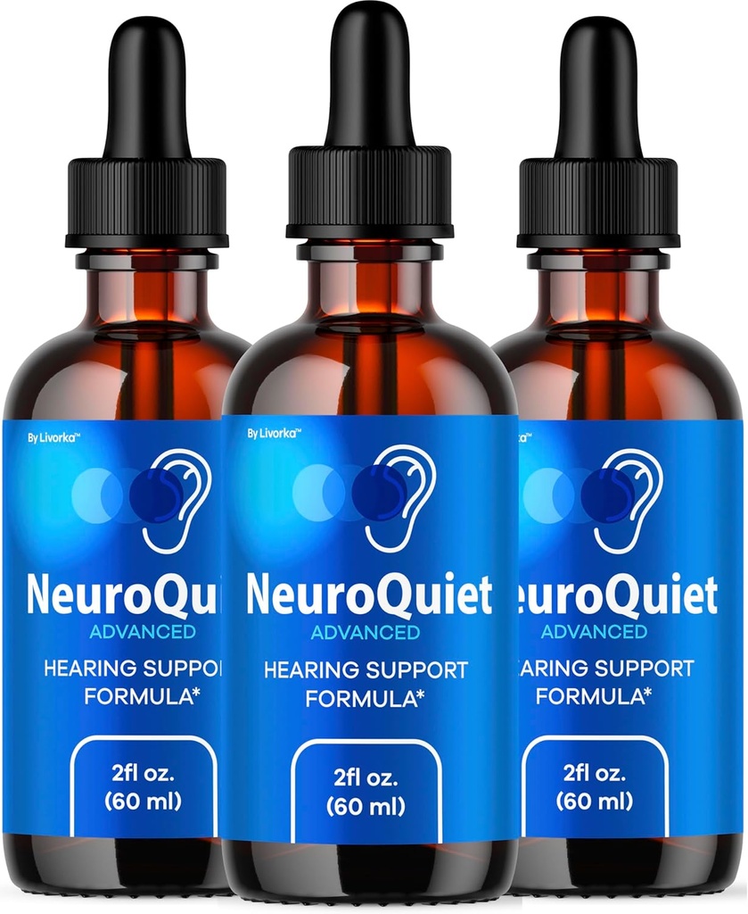(3 Pack) NeuroQuiet Drops - Επίσημη υποστήριξη καθημερινής ακοής NeuroQuiet Όλα τα φυσικά καθαρό υγρό Advanced Formula για την υγεία του αυτιού, ακουστική καθαρότητα και εσωτερική ισορροπία αυτιών Κριτικές, 3 μπουκάλια για 3 μήνες