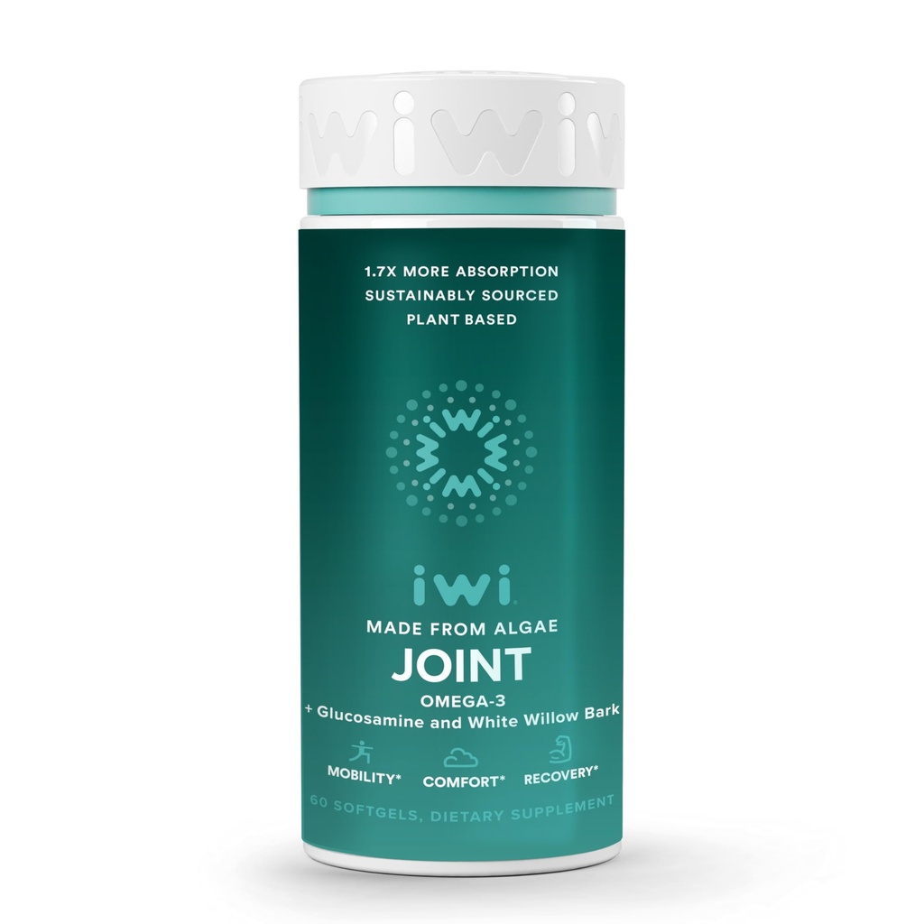 Iwi Life Joint Omega-3, 60 Softgels (30 σέρβις), Φυτικά Άλγα Ωμέγα-3 με Γλυκοσαμίνη, Υποστήριξη Κινητικότητας Συμπλήρωμα διατροφής, Κριλ & ιχθυέλαιο Εναλλακτική, Χωρίς Ψαρική Επίγευση