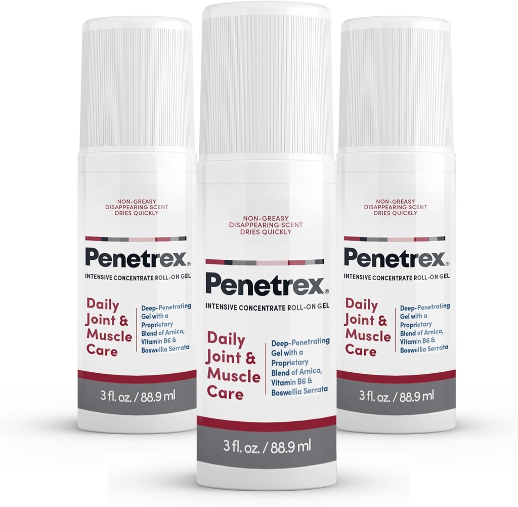 Penetrex Ortak & Kas Terapisi - Soothing Gel, Arka, Boy, Hands, Feet - Premium Whole Body Rub with Arnica, Vitamin B6 & MSM - 3oz Roll On Gel (3-Pack)
