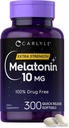 Carlyle Melatonin 10 mg | 300 Softgels | Yetişkinler için Ekstra Güç Desteği | Non-GMO, Gluten Free Supplement