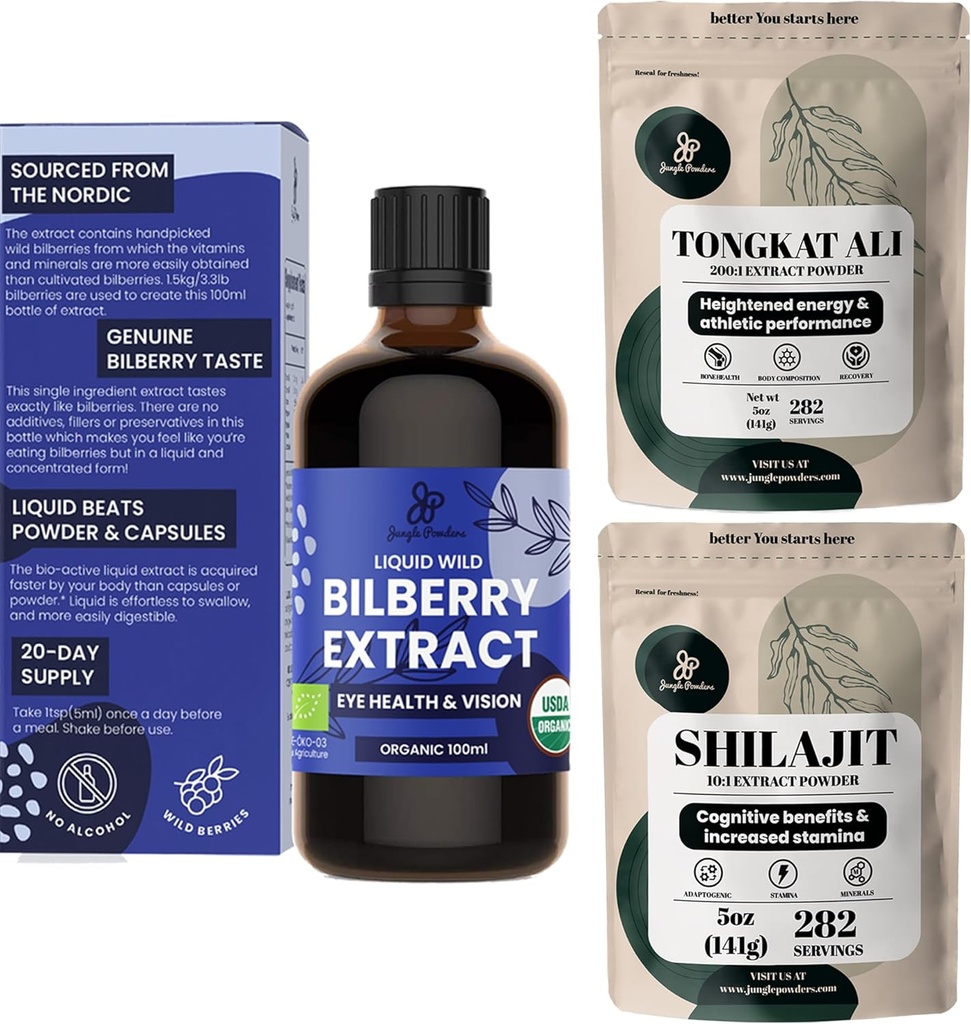 Orman Tozları Gözler Organik Bilberry Supplement for Eyes, Shilajit Dust Raw Shilajit for Men 5 Ounce Bag, Tongkat Ali for Men Toz 282 Servisler Tonkat-Ali Longjack Root