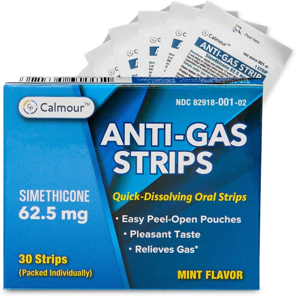 Anti Gas Relief 30 Strips | Mint Flavor Oral Dissolvable Anti Bloating Relief Strips | Yetişkinler için Hızlı Gaz Yardım | Kadınlar için Etkili Bloklama Yardım | Kadın için Etkili Bloklama | Simethicone Anti Bloating