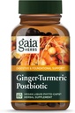Gaia Herbs Ginger-Turmeric Postbiyotik - Premium Digestive Support Supplement for Gut Health - Fermented Turmeric & Ginger - Free from Dairy, Soy & Gluten - 60 Vegan Capsules (30 hizmet)