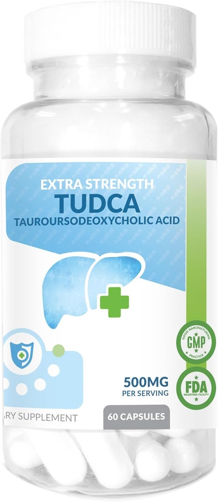 TUDCA (Tauroursodeoxycholic Acid) Liver Support Supplement - 500 mg Per - Pure Liver Support & Health - 60 Count Count Count