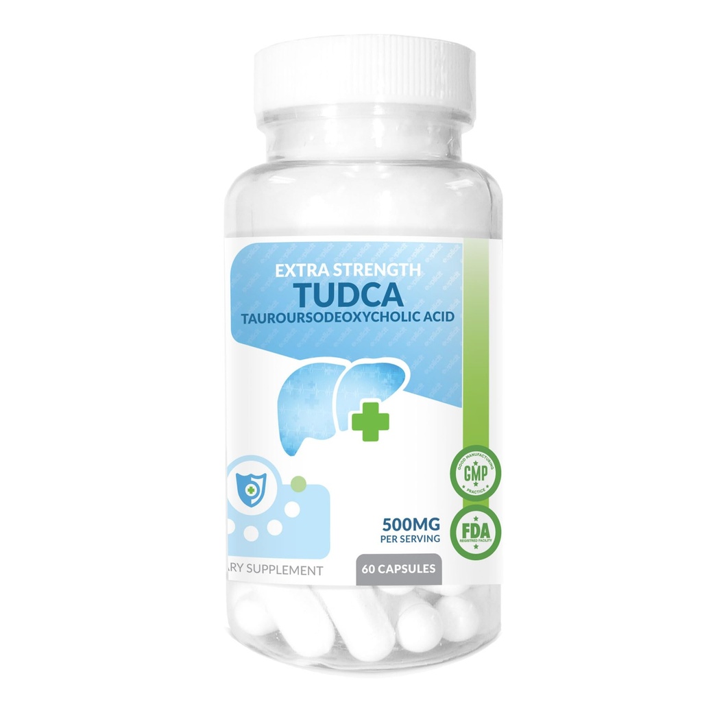 TUDCA (Tauroursodeoxycholic Acid) Liver Support Supplement - 500 mg Per - Pure Liver Support & Health - 60 Count Count Count