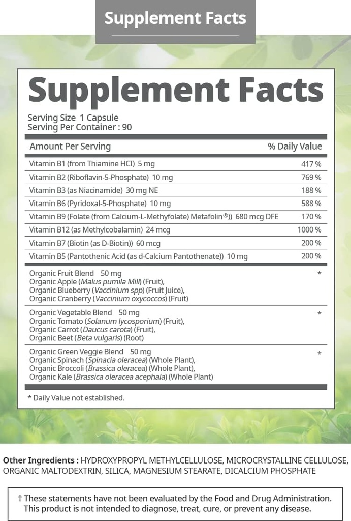 Atom Vitamin B Kompleksi Vegan Gluten Ücretsiz GMO