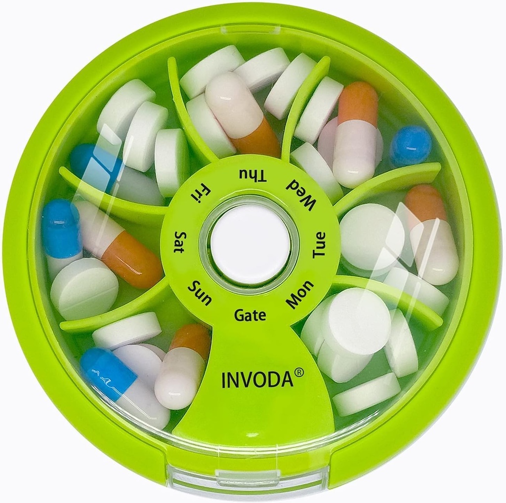 Pill Organizer μικρή υπόθεση χάπι 7 ημέρα φορητό κουτί ταξιδιών χαριτωμένο ημερήσιο δοχείο χάπι για την ιατρική συμπλήρωμα ιχθυέλαιο περίπτωση βιταμίνης (πράσινη)